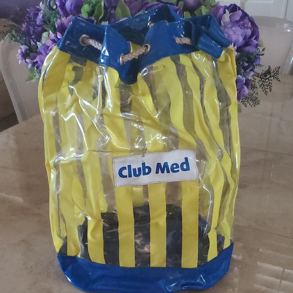 Yellow and Blue Backpack with Drawstring Design